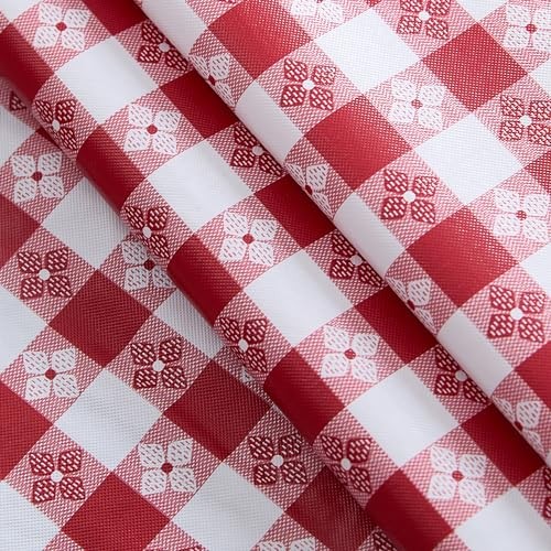 60 x 84 Inch Rectangle Vinyl Tablecloth with 84" x 60" (Rectangular) Red