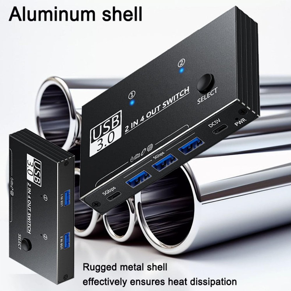 USB Switcher 2 Computers Sharing - 5Gbps USB 3.0 Switch Share 4 Port Devices,...