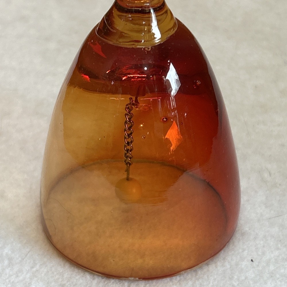 Hand blown Red Orange Glass Bell