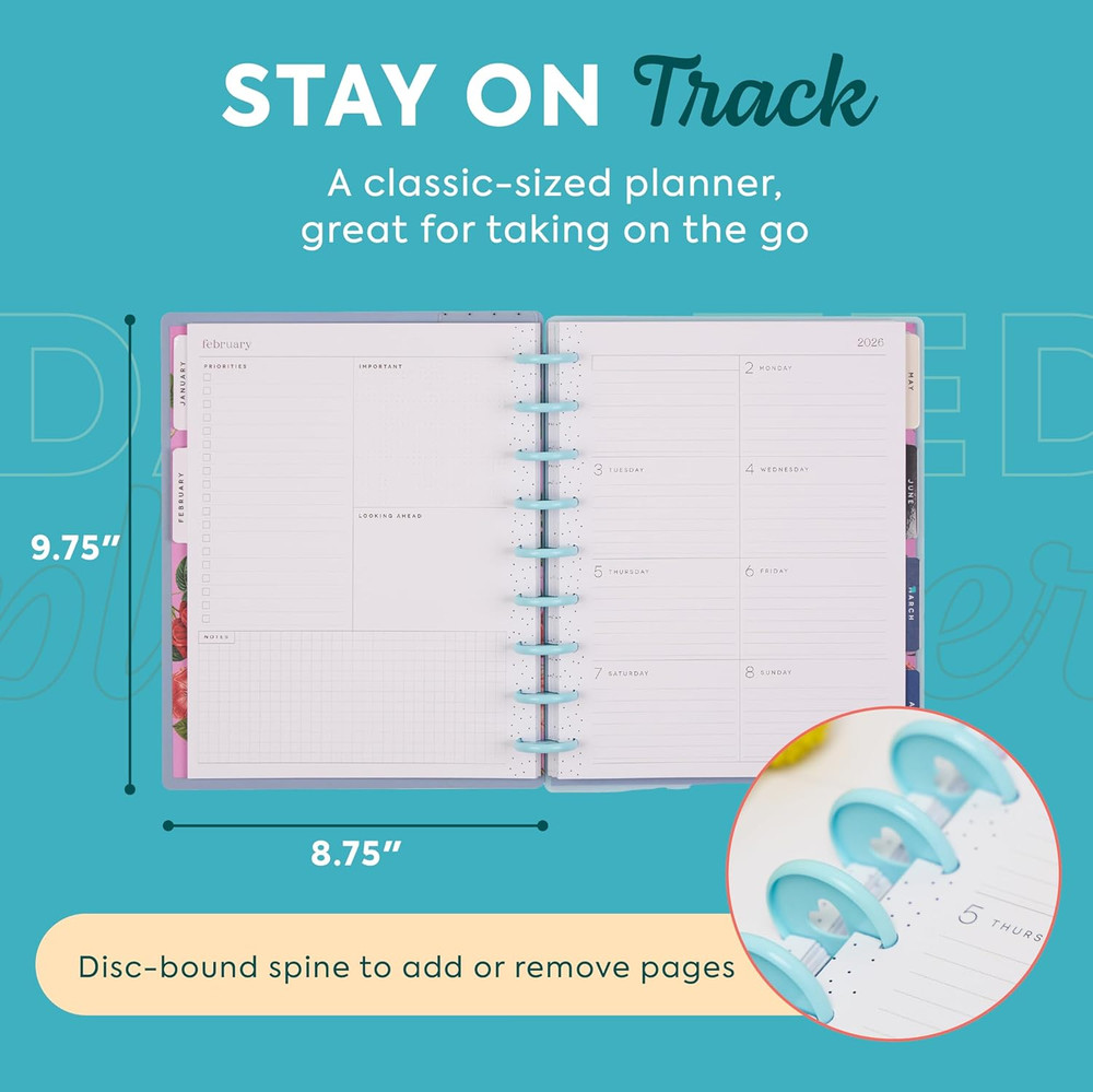 Happy Planner Disc-Bound Planner Jan.–Dec. 2026, Includes 3 Extra Months and 2 S