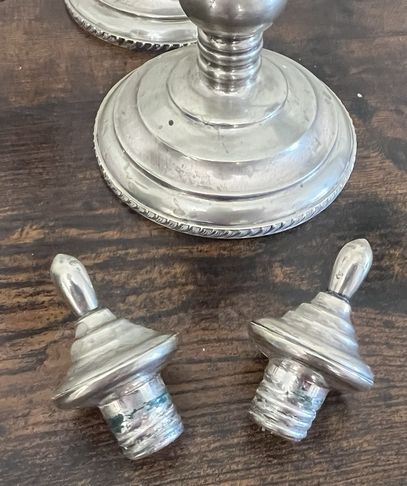 Pair Nickel Silver Moveable Twisted Arms Candelabra