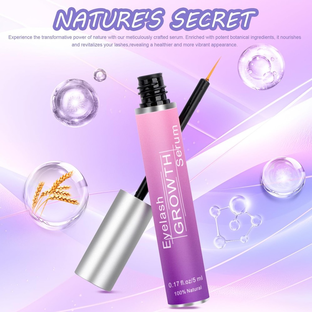 Eyelash Growth for Longer Fuller Thicker Lashes & Brows, Premium Lash Boost E...