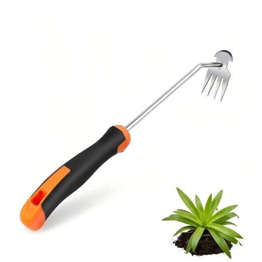 Weed Puller Tool, Portable Rubber-Handled Garden Tools, Four-Tined style1