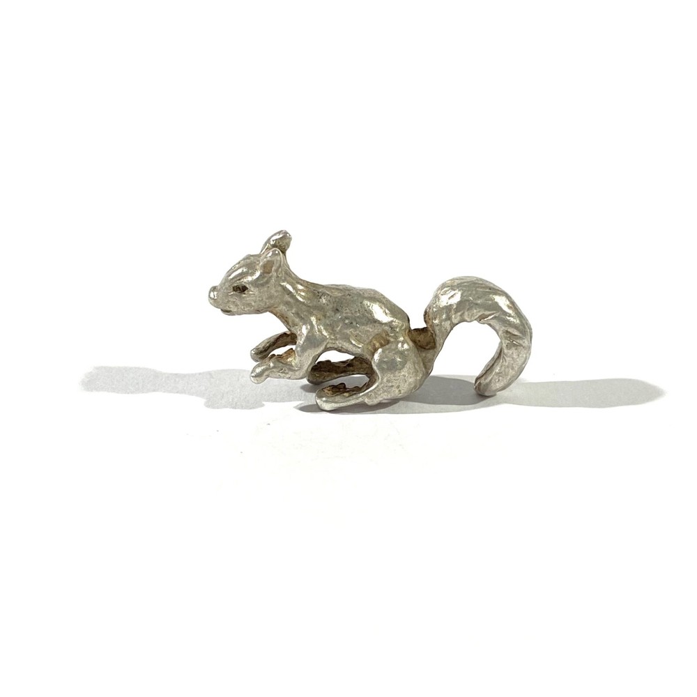 vintage solid silver squirrel mini miniature , hallmarked figurine