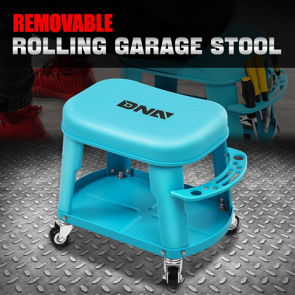 Removable Garage Mechanic Stool Rolling Workshop Mobile Seat w/Tool Storage Tray
