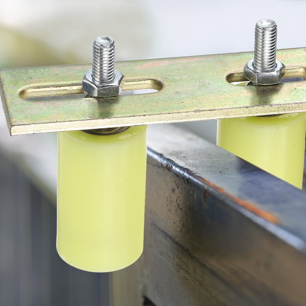 4Pcs Slide Gate Guide Roller 1.7" Nylon Gate Support Roller with Bracket Yellow