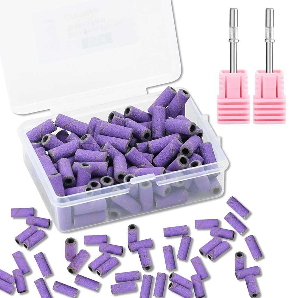 100 Pcs 3mm Professional Small Sanding Bands & 2Pcs Mandrel Bit 180#