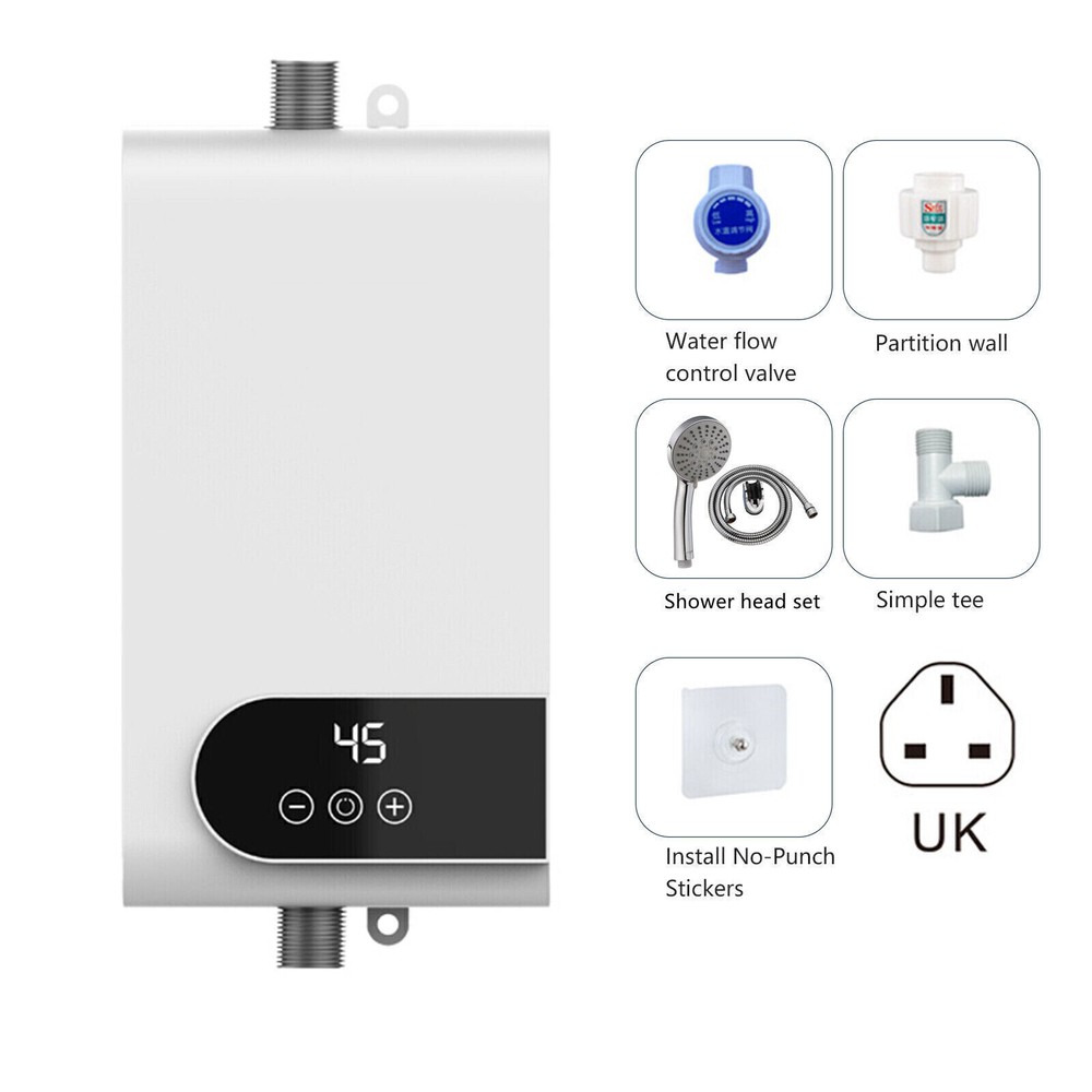 Electric Instant Tankless Hot Water Heater Under Sink Shower Water System 3500W