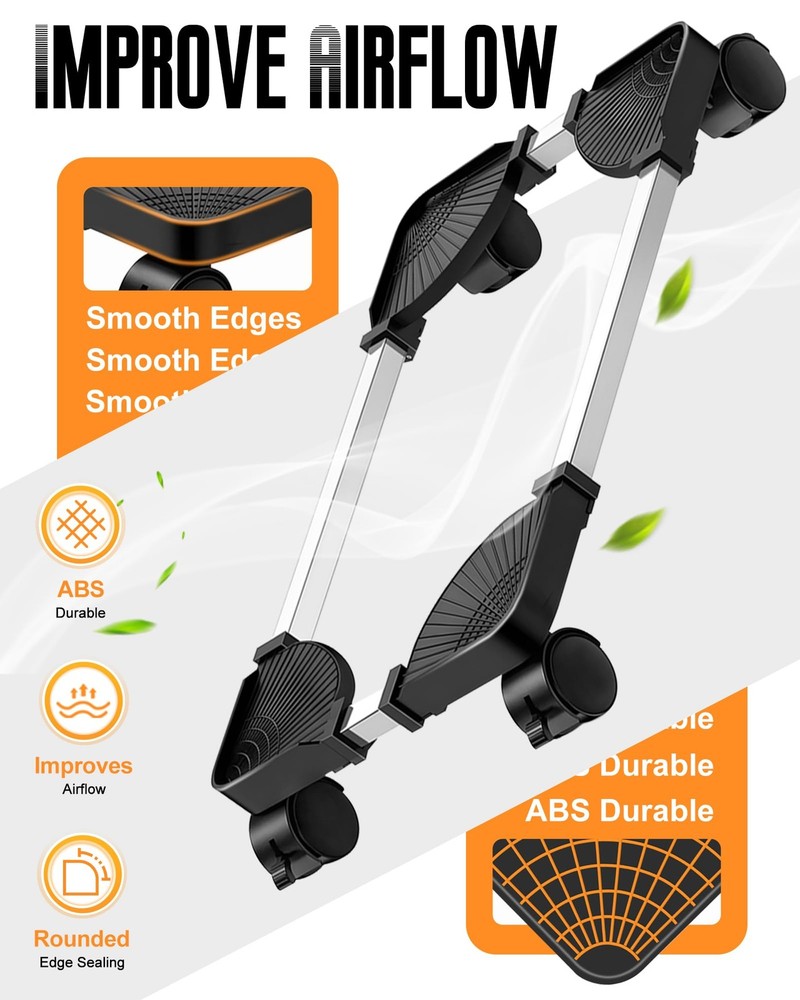 Computer Tower Stand, Adjustable Mobile CPU Stand with Rolling Caster...