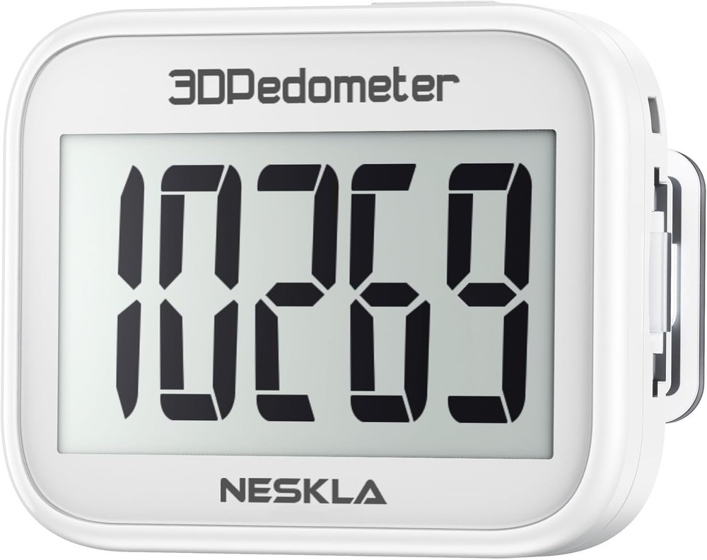 3D Pedometer for Walking, Simple Step Counter with Large Digital Display,