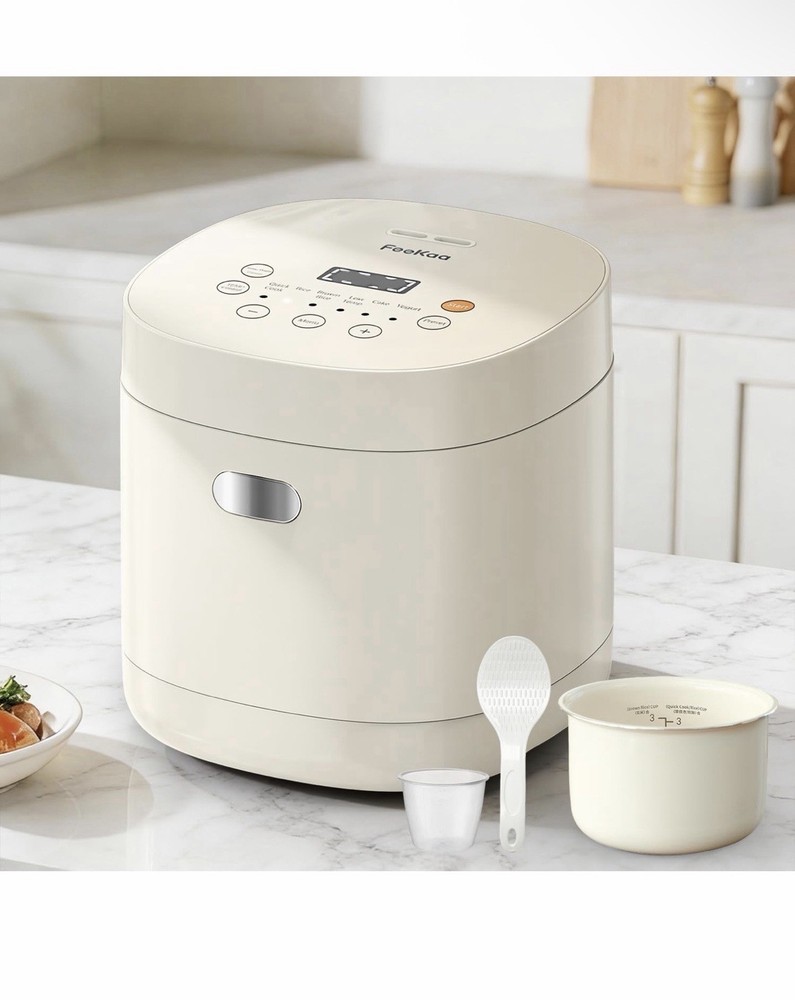 Mini Rice Cooker 6 Cup Ceramic Inner Pot Multi Function Compact Kitchen Applianc