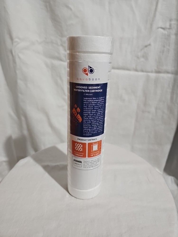 Aquaboon Grooved Sediment Water Filter Replacement Cartridge 10x2.5 5 Micron