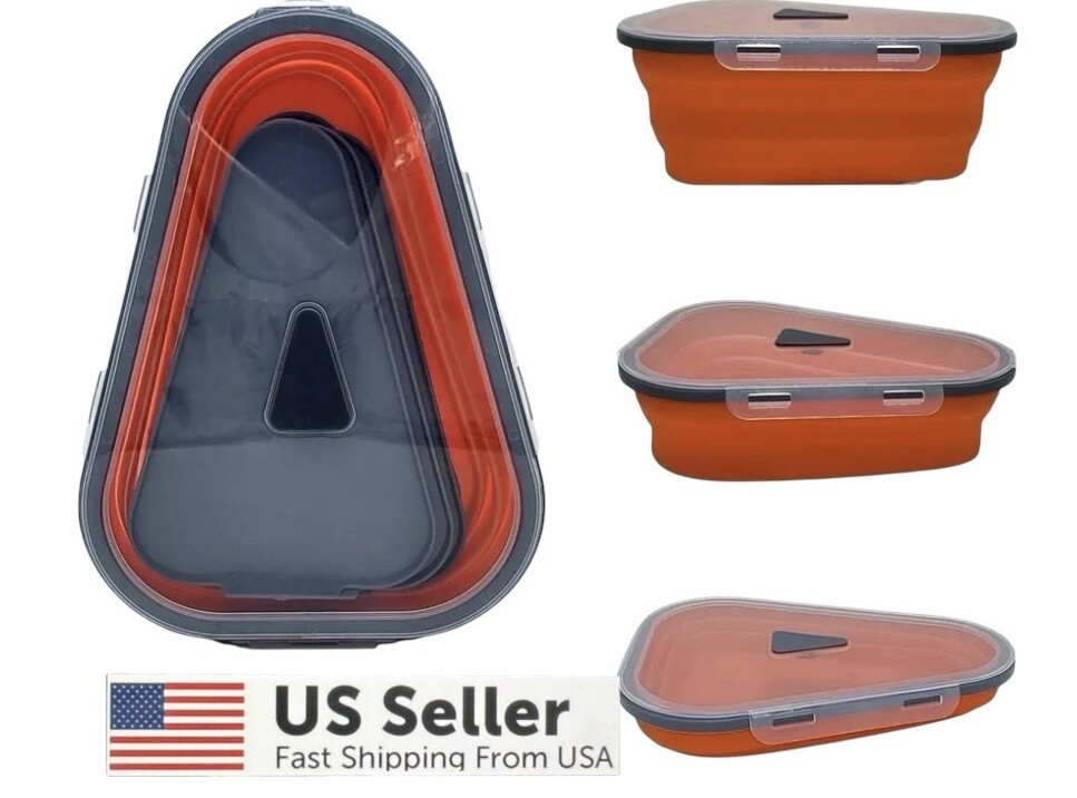Pizza Storage Container Box Foldable Triangle Reusable Pack Container Multiuse