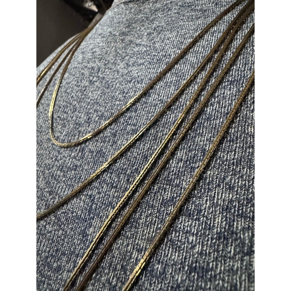 Gold Tone Multi-Layer Chain Necklace – Minimalist Layered Draped Chains
