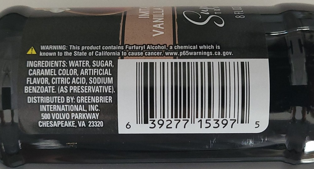 Vanilla Extract Imitation 8 oz (236 mL) Flavoring