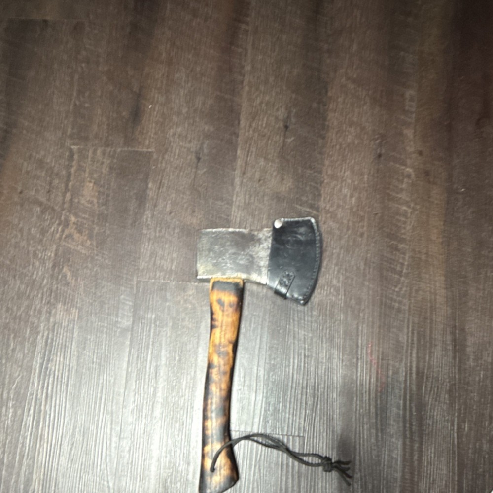 Union tools hatchet rehandled burned with linseed oil with custom leather sheath