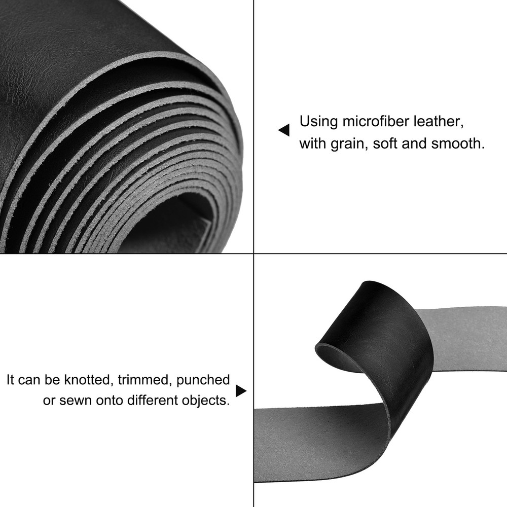 Leather Straps for Crafts, 1" Wide Grain Leather Strips(Black)