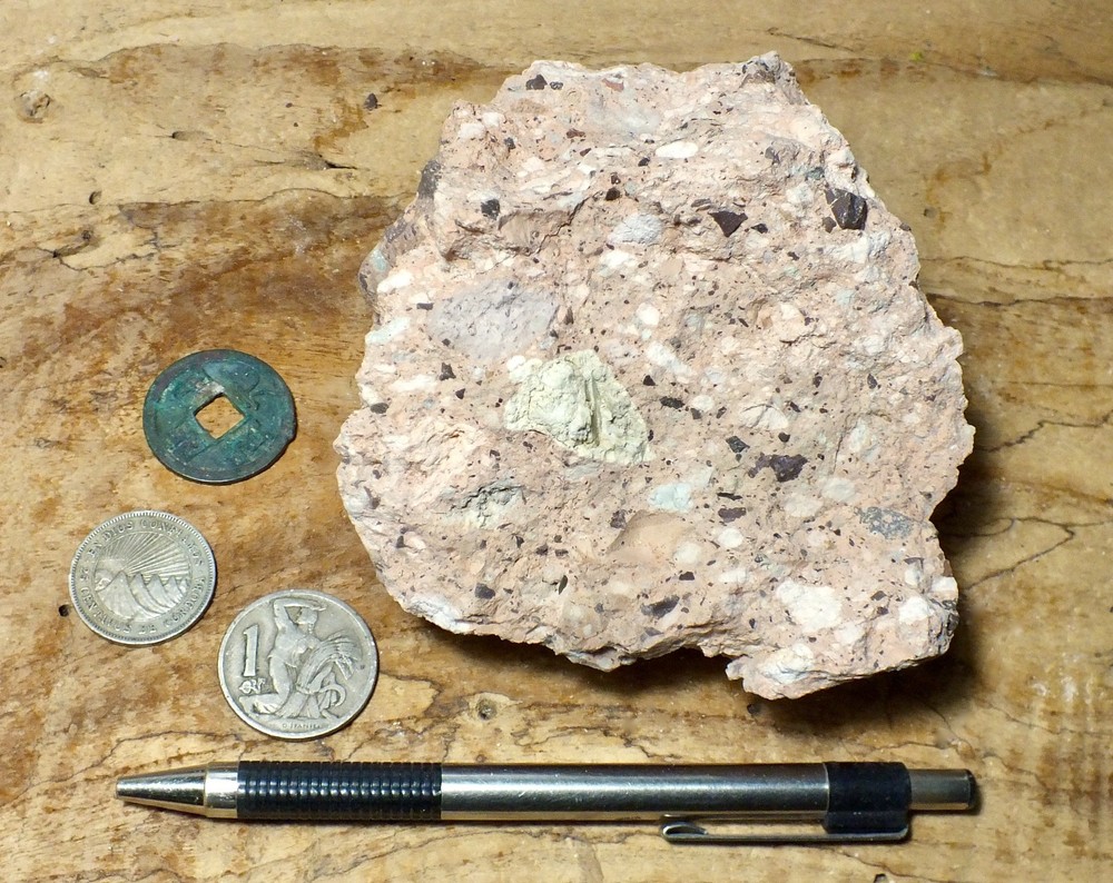 tuff breccia - welded volcanic ash with angular clasts - hand/display specimen