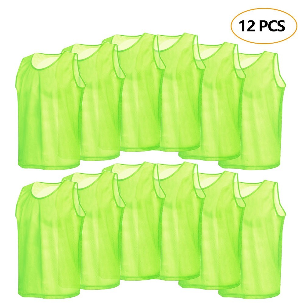 12 Pack Soccer Scrimmage Training Vests Breathable Mesh Premium