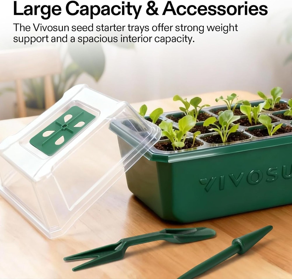 6-Pack Seed Starter Trays, 72-Cell Seed Starter Kit with Humidity Dome, Flat ...