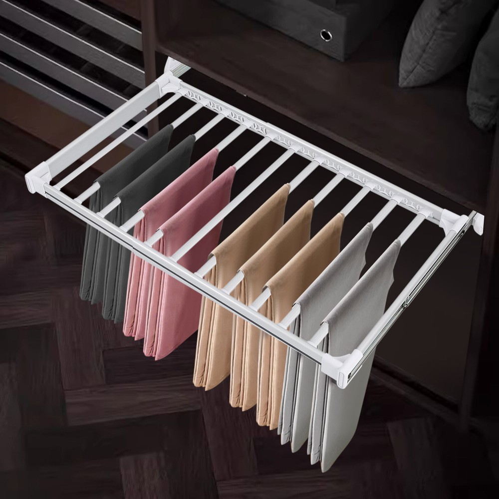 Pull Out Trousers Rack Retractable Wardrobe Pants Closet Pants Rack Load 30kg
