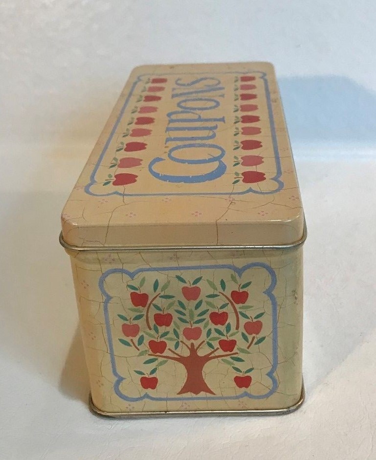 Apples Coupon Tin Rectangular Shaped Box~NO Dividers