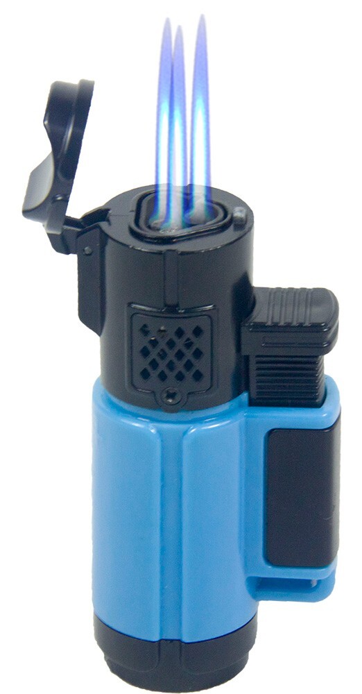 4 PACK Triple Jet Torch Lighter Adjustable Flame W/ Cigar Puncher Cap Hold Solid
