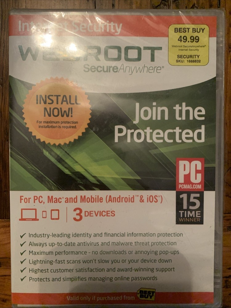 Webroot SecureAnywhere Internet Security - Full Version Windows & Mac 3 Devices