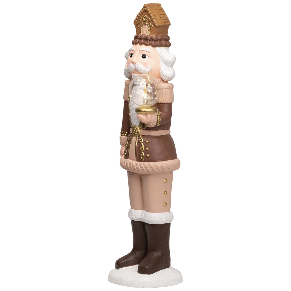 LED Lighted Nutcracker with Globe - 27" - Brown and Beige