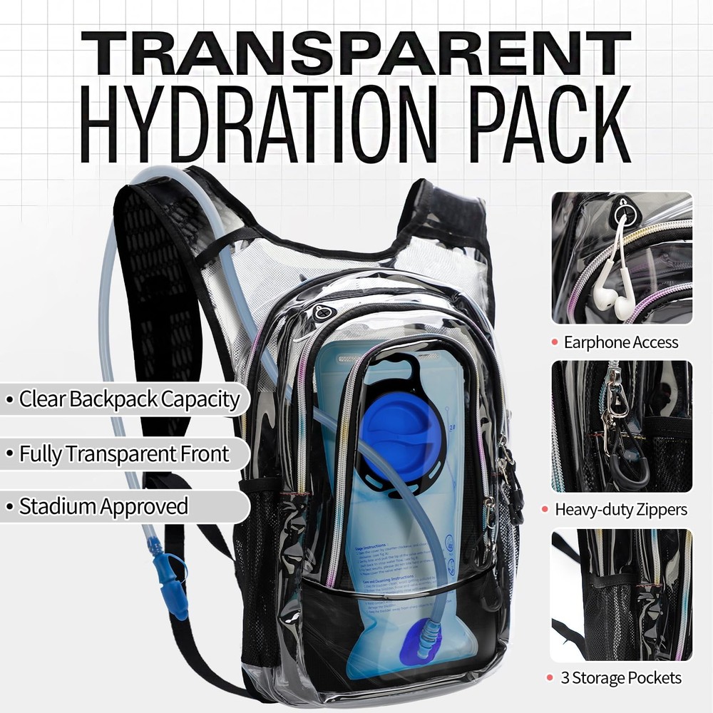 Hydration Backpack, Festival Rave Hydration Pack, Water Backpack with 2L Hydr...