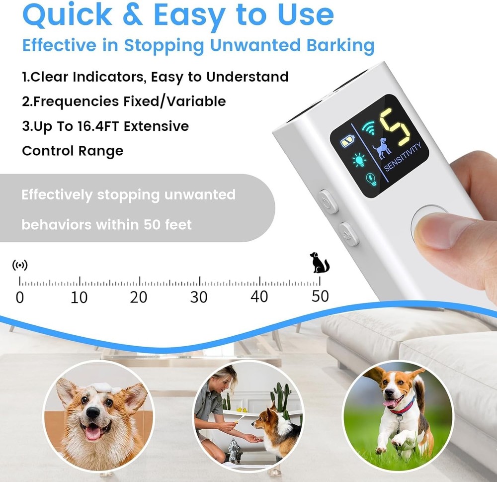 Anti Barking Device for Dogs, Multi-Functional Dog Bark Deterrent Device