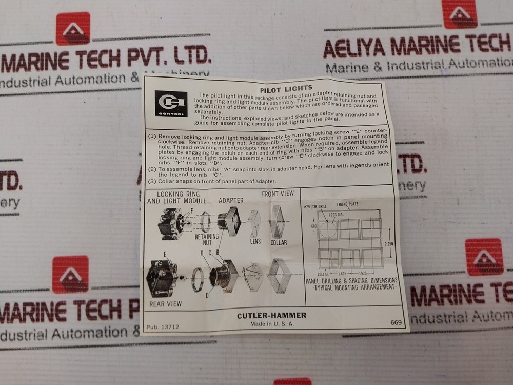 Cutler-Hammer 0277 Push Button Indicating Light