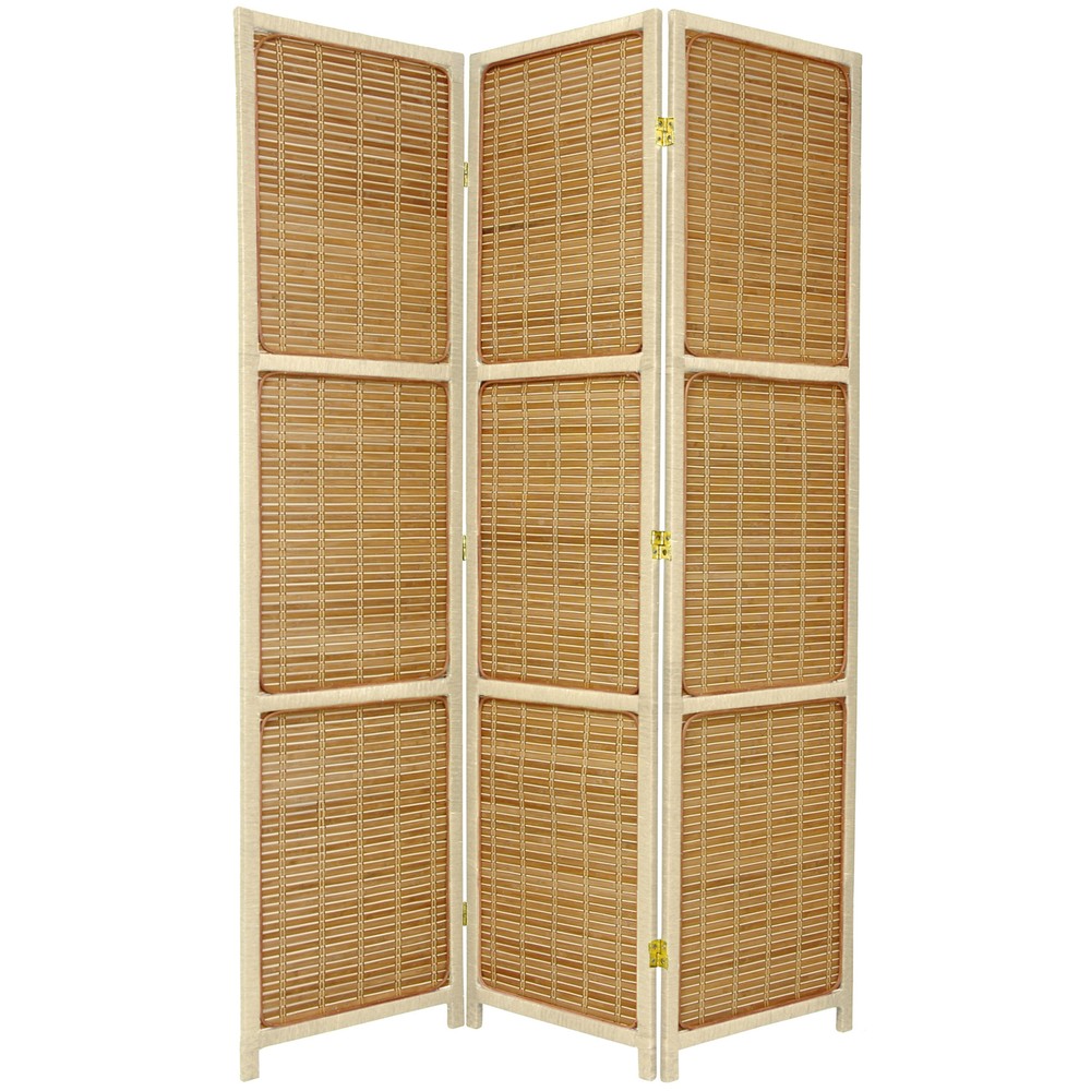 6 ft. Tall Woven Accent Room Divider - 3 Panel - Cream
