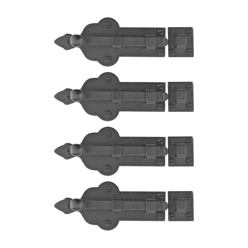 4 Piece Black Slide Bolt Door Latch 3.75 in Cabinet Door Latch Renovators Supply