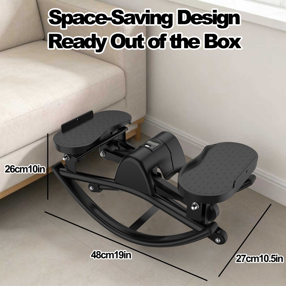 Lateral Rocking Stepper with Resistance Bands, LCD & Mat