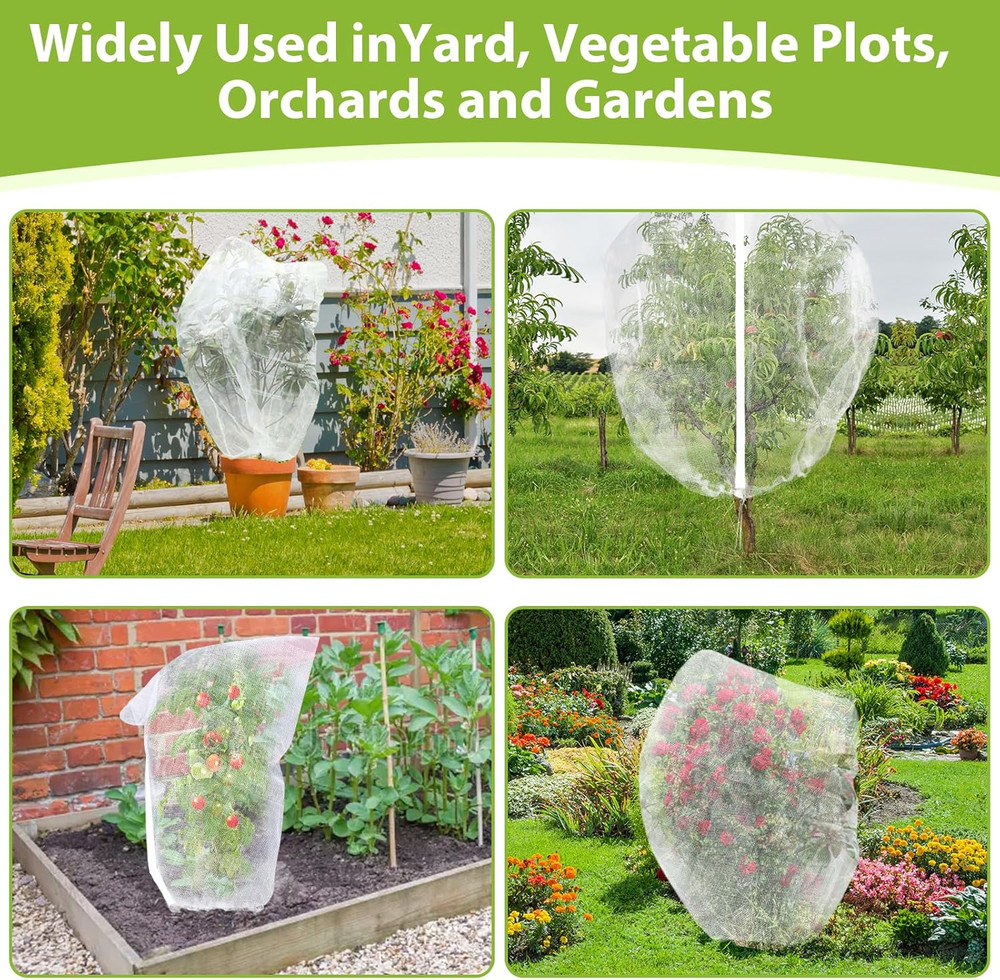 Large Fruit Tree Netting 2PCS 8 x 8FT with Drawstring and Zipper