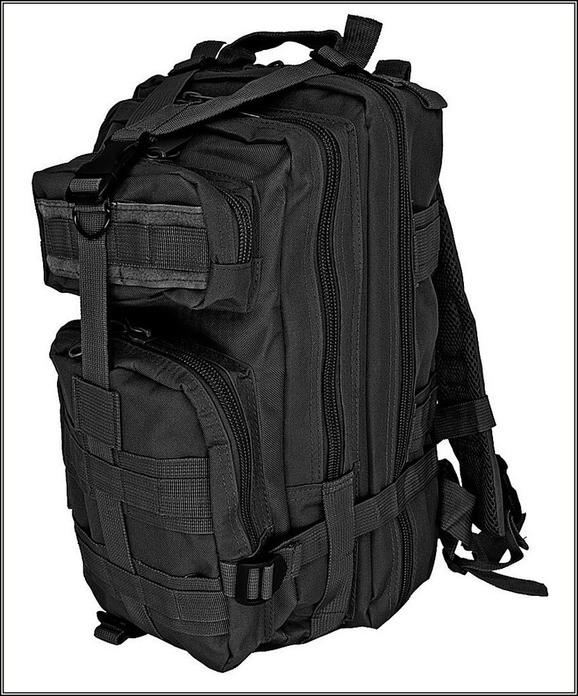 EXCELLENT QUALITY MEDIUM ASSAULT TACTICAL BACKPACK BLACK COLOR 600 DENIER FABRIC