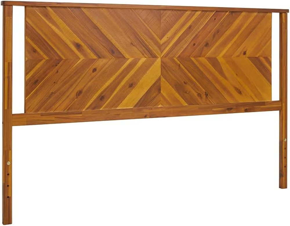 Rustic Scandinavian King Headboard in Solid Acacia Wood, Easy Assembly