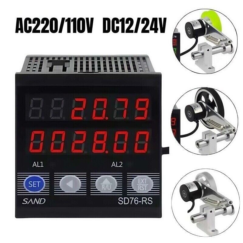 0~999999 Electric Digital Length Speed Measure Counter Rotary Roll Meter+Encoder