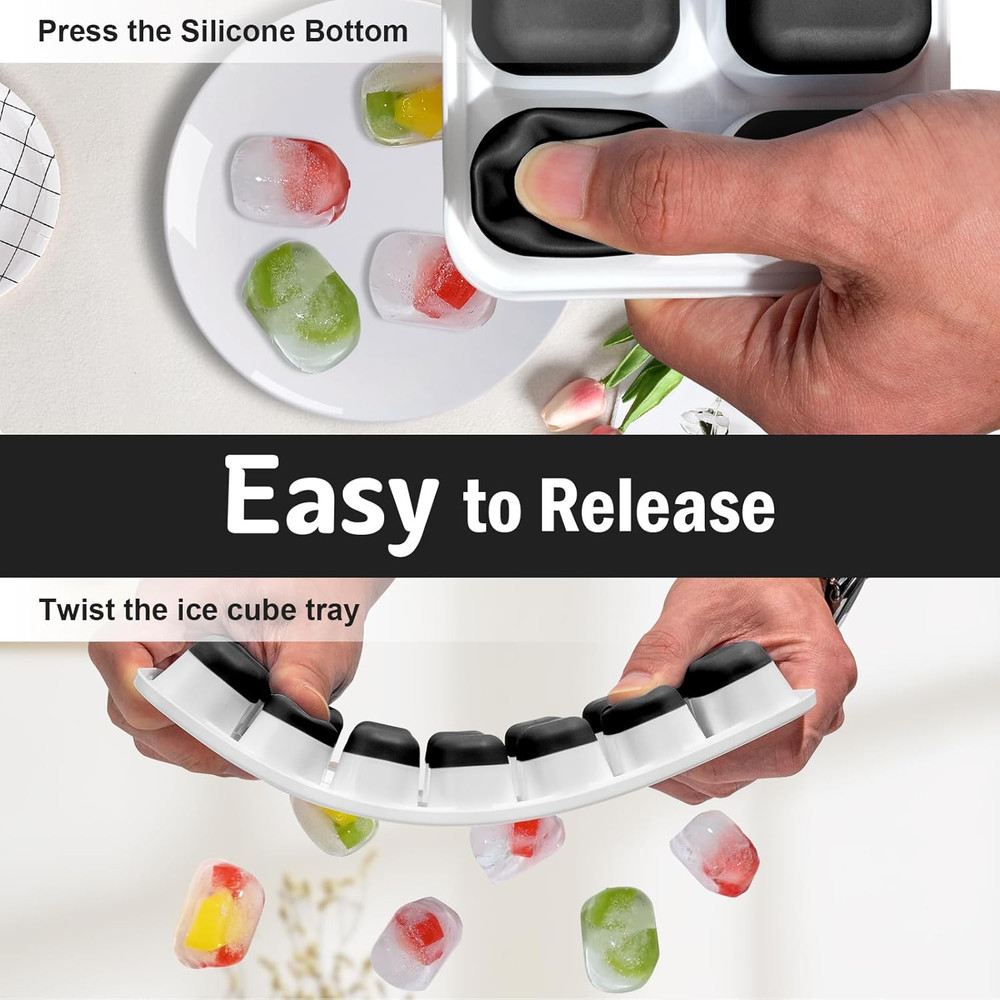 Ice Cube Trays for Freezer - 3 Pack 42 Ice Cubes, Easy to Release Plastic Silico