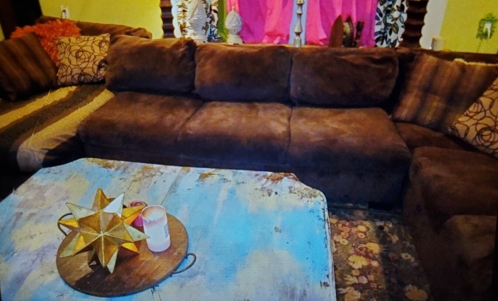 CHARMING 3 PIECE SECTIONAL SOFA - BROWN CHENILLE FABRIC