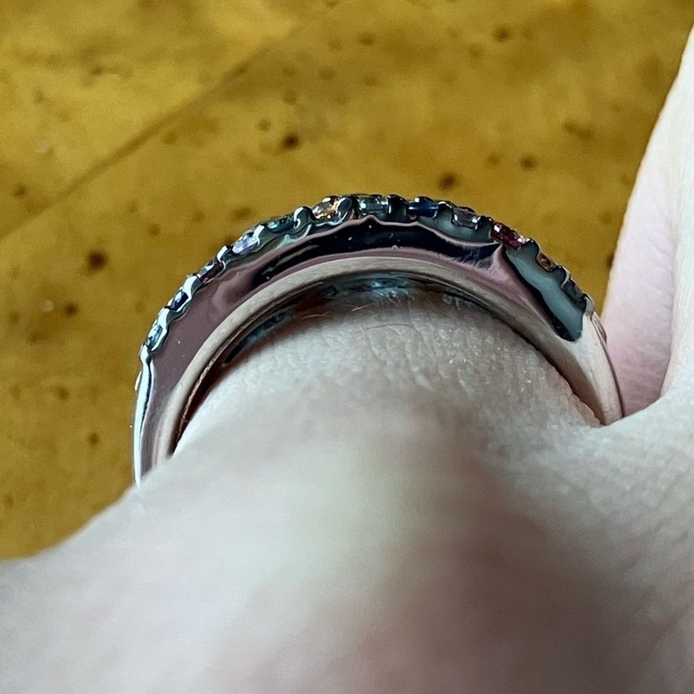 Blue Zircon Multicolor Sapphire Art Deco Ring Size 7