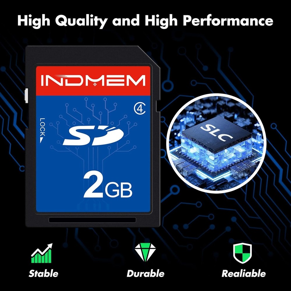 INDMEM 2 Pack SD Card 2GB Class 4 Flash Memory 2G SLC Stanard Secure 2PC