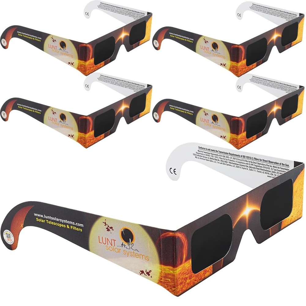Lunt Solar Systems ISO & CE Certified Eclipse Glasses – 5-Pack, Regular