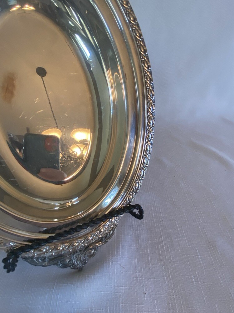 Vintage Silver Plate Decorative Oval Serving Dish Bowl/Lid