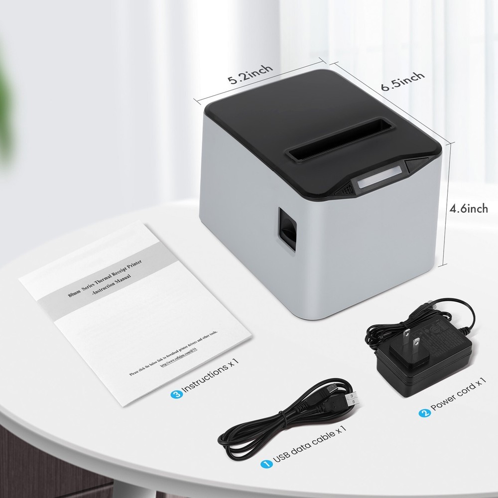 80mm Thermal Receipt Printer,USB POS Printer,Support Windows/Mac/Linux/OPOS
