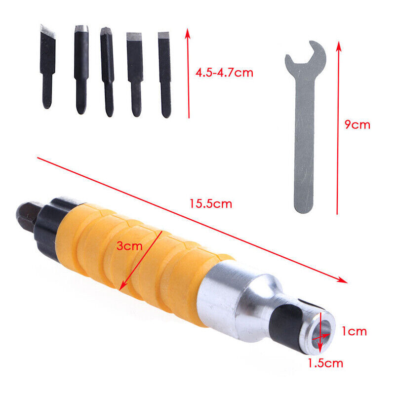 Electric Chisel Tool Wood Carving Machine Woodworking Small Spanner w/5Tips CS