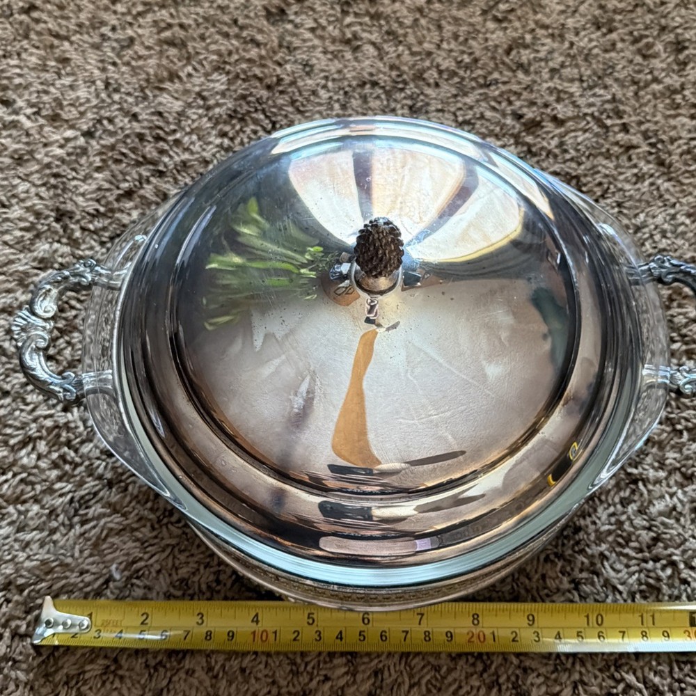 Vintage Sheffield Silver Co. : Serving Dish with 024 PYREX 2 Quart Bowl & Lid