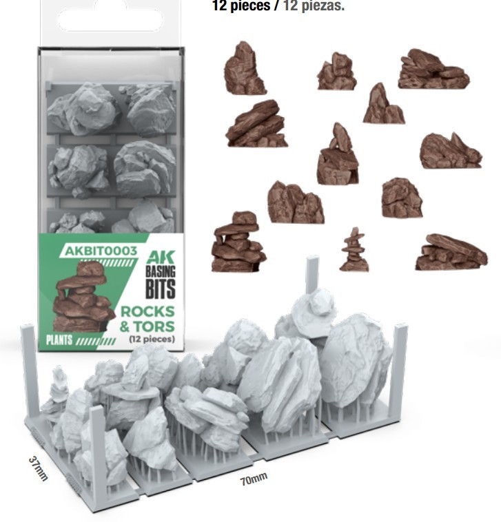 AK Wargames Basing Bit - Plants #Rocks & Tors (12pcs)