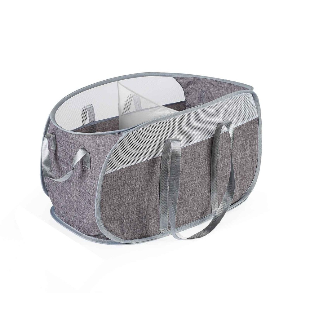 Collapsible Laundry Baskets, 2 Compartment Pop Up Mesh Hamper Foldable 75L La...